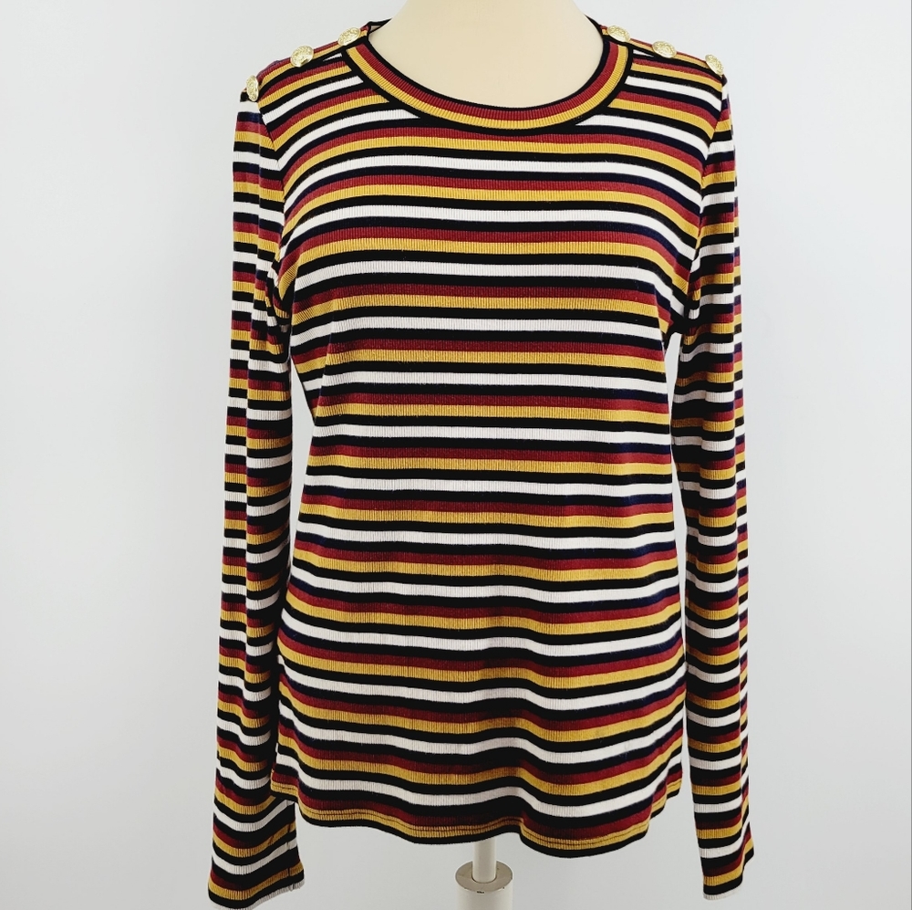 Veronica Beard Mayer Button-Shoulder Striped Long… - image 4
